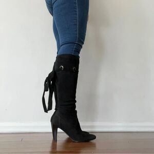Cole Haan Air Rochelle Zip Knee-High Black Suede Boots size 9B Women's